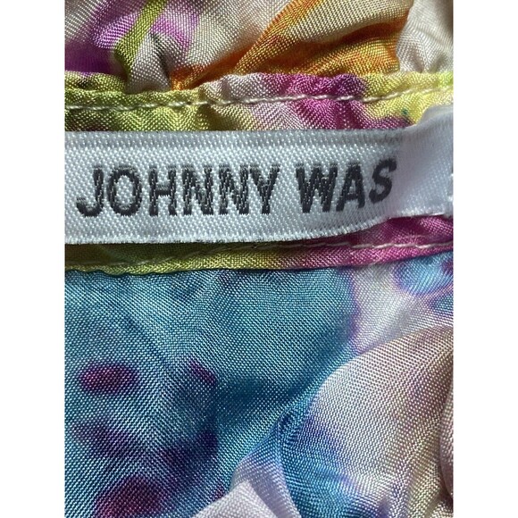 F. Johnny Was Silk 3X Top Multicolor Blouse High Neck NWT $280 - Picture 4 of 8